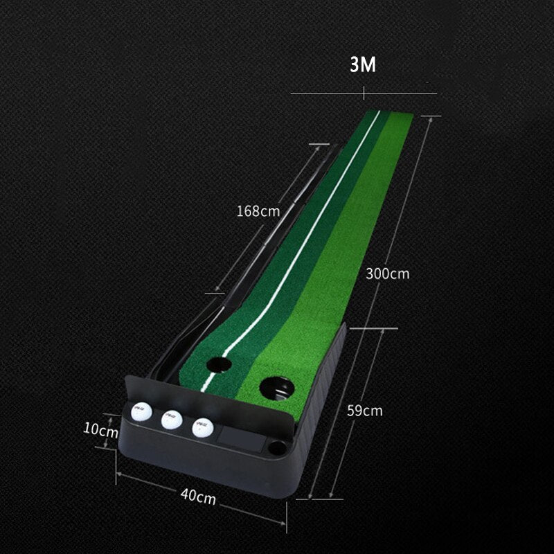 Golf Putting Green Mat with Ball Return 2 Holes Mini Golf Game Practice Equipment for Home Office Backyard Indoor Outdoor Use