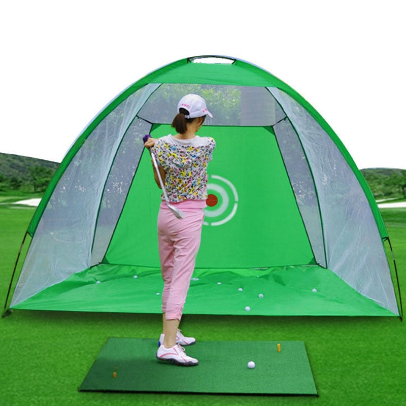 Golf Hitting Cage Indoor 2M Golf Practice Net Tent Garden Grassland Practice Tent Golf Training Equipment Mesh Mat Outdoor Swing