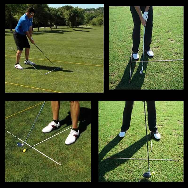 New Deluxe Aluminum Golf Alignment Sticks Swing Training Aids Cross Connection for Aiming Putting Full Swing Trainer