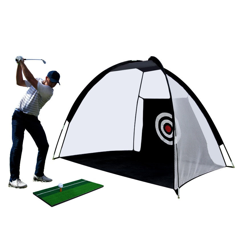 Golf Hitting Cage Indoor 2M Golf Practice Net Tent Garden Grassland Practice Tent Golf Training Equipment Mesh Mat Outdoor Swing