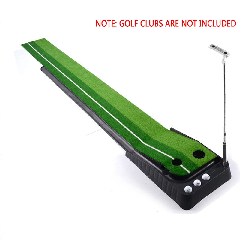 Golf Putting Green Mat with Ball Return 2 Holes Mini Golf Game Practice Equipment for Home Office Backyard Indoor Outdoor Use