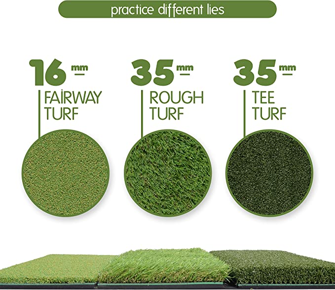 Tri-Turf Golf Hitting Mat Attack, Portable Driving, Chipping, Training Aids for Backyard